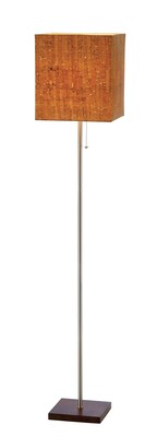 Adesso® Sedona 56H Brushed Steel Floor Lamp with Natural Cork Shade (4085-15)