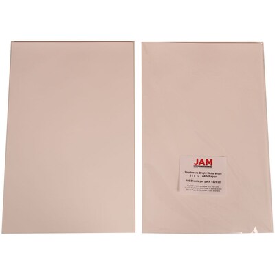 JAM Paper Strathmore 88 lb. Cardstock Paper, 11" x 17", Bright White, 50 Sheets/Pack (41747390)