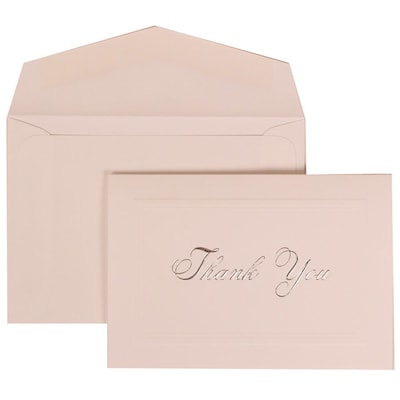 JAM Paper® Thank You Cards Set, Bright White with Silver Script, 104 Note Cards with 100 Envelopes (BW98001)