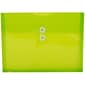 JAM Paper® Plastic Envelopes with Button and String Tie Closure, Letter Booklet, 9.75 x 13, Lime Green Poly, 12/pack (1221566)