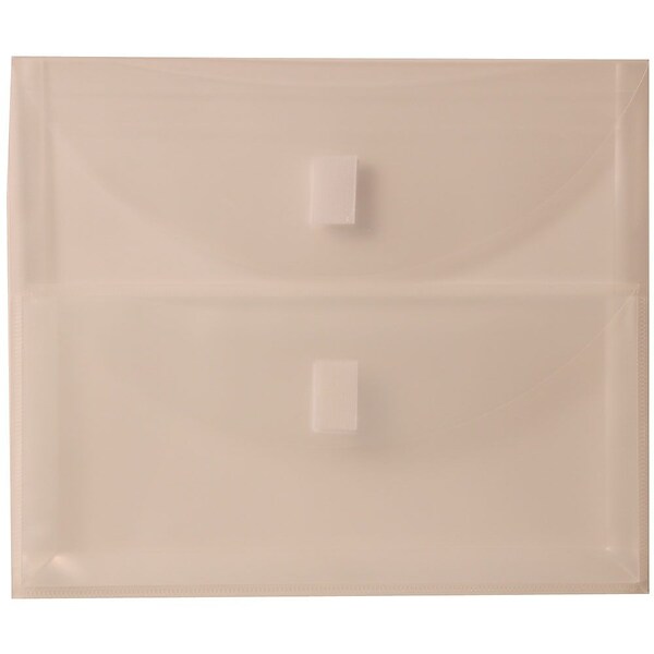 JAM Paper® Plastic 2 Pocket Envelopes with Hook & Loop Closure, Letter Booklet, 9.75 x 13, Clear Poly, 12/pack (B35218)