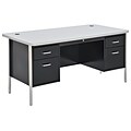 Sandusky Lee® 600 Series Steel Teachers Desk, 60W x 30D, Double Pedestal, Black/Grey Nebula