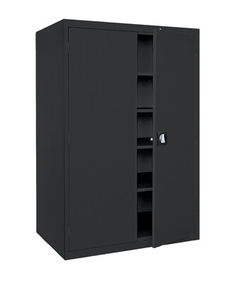 Sandusky® Elite 78"H Recessed Handle Steel Storage Cabinet with 5 Shelves, Black (EA4R462478-09)