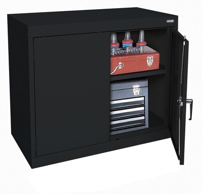 Sandusky Elite 30"H Desk Height Steel Cabinet with 2 Shelves, Black (EA11361830-09)