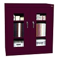 Sandusky See Thru 42H Clearview Counter Height Storage Cabinet with 3 Shelves, Burgundy (EA2V462442-03)