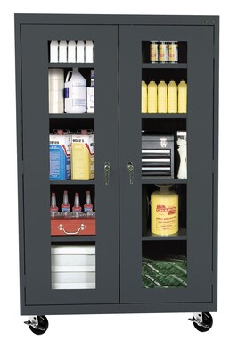 Sandusky® See Thru 46 x 18 x 78 Transport Mobile Clearview Storage Cabinet, Charcoal