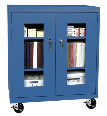 Sandusky® See Thru 46 x 18 x 48 Transport Mobile Clearview Counter Height Cabinet, Blue