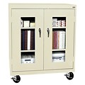 Sandusky® See Thru 46 x 18 x 48 Transport Mobile Clearview Counter Height Cabinet, Putty