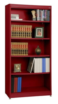 Sandusky® Elite 72" 5-Shelf Radius Edge Steel Stationary Bookcase, Red (BA4R361872-01)