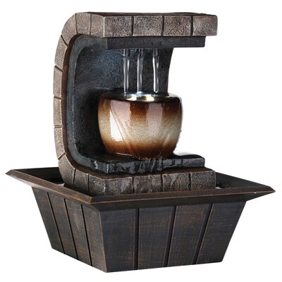 Ore International® Meditation Fountain With LED Light, Earth Tone