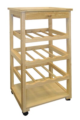 Ore International® Wooden Wine Rack With Wheels, Oak