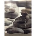 Ore International® 4 Panel Calming Stones Room Divider, 71 x 64, Gray
