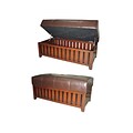 Ore International® Leather/Wood Cushion Storage Bench, Brown