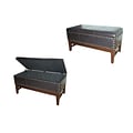 Ore International® Leather/Metal/Wood Storage Bench, Black