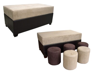 Ore International Fabric Storage Ottoman, Beige/Brown (HB4174)