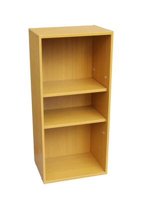 Ore International® 3 Tier Wood Adjustable Bookshelf, Beige