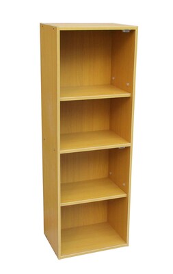 Ore International® 4 Tier Wood Adjustable Bookshelf, Beige