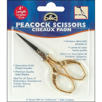 Peacock Embroidery Scissors, 4, Gold Plated