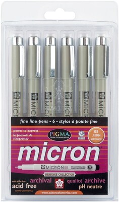 Sakura® 0.45 mm 6 Piece Pigma Micron Pen Set, Spia