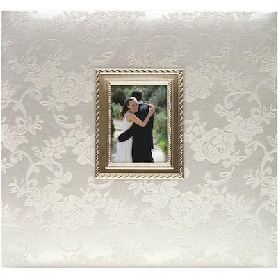 MBI® Expressions Floral Fabric Postbound Album With Window; 12 x 12, White-On-White