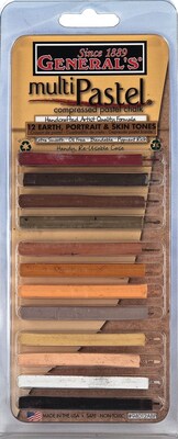 Generals® Multi Pastel® Compressed Chalk Sticks, 12/Pack