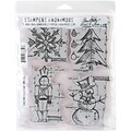 Stampers Anonymous Tim Holtz 7 x 8 1/2 Cling Stamp Set, Christmas Blueprint