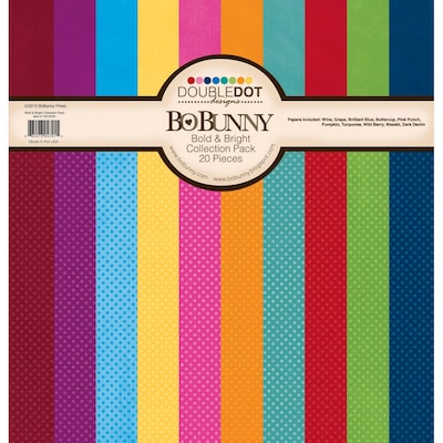 Bo Bunny Bold and Bright Double Dot Cardstock Collection Pack, 12 x 12
