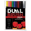 Tombow® Dual Brush Markers, Primary Palette, 10 Markers/Pack