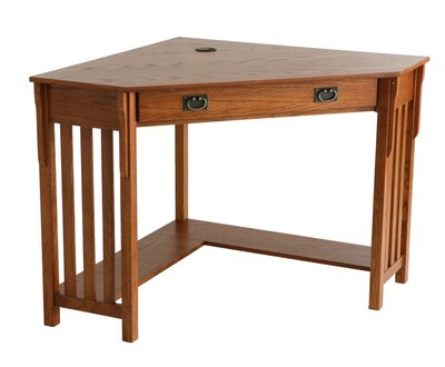SEI Wood Corner Computer Desk, Mission Oak