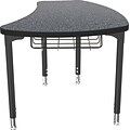 Balt Black Legs/Edgeband Small Shapes Desk With Black Book Basket, Graphite Nebula