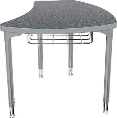 Balt Platinum Legs/Edgeband Small Shapes Desk With Platinum Book Basket, Graphite Nebula