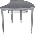 Balt Platinum Legs/Edgeband Small Shapes Desk With Platinum Book Basket, Graphite Nebula