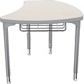 Balt Platinum Legs/Edgeband Small Shapes Desk With Platinum Book Basket, Gray Mesh