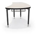 Balt Black Legs/Edgeband Large Shapes Desk With Black Book Basket, Gray Mesh