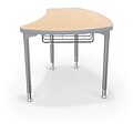 Balt Platinum Legs/Edgeband Large Shapes Desk With Platinum Book Basket, Fusion Maple