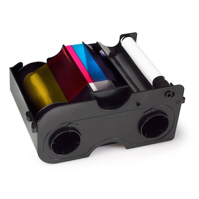 Fargo® ID Card Printer Accessories; Ribbon, YMCKOK Full Color, 2 Resin Black/Clear Overlay