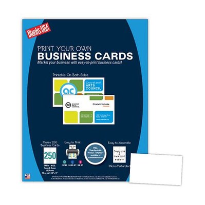 Blanks/USA® 3 1/2 x 2, 80 lbs. Smooth Cover Business Card, White, 250/Pack