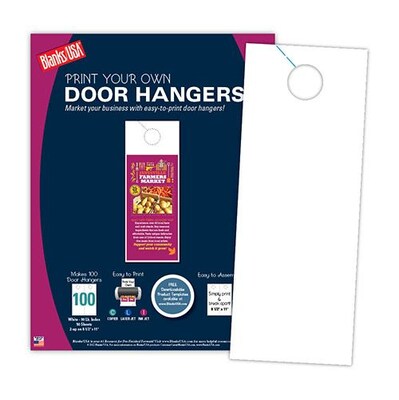 Blanks/USA® 4 1/4" x 11" Digital Index Cover Door Hangers, White, 100/Pack