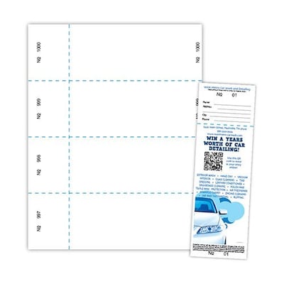 Blanks/USA® 2 3/4 x 8 1/2 Numbered 01-1000 Digital Index Raffle Ticket, White, 1000/Pack