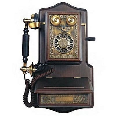 Para® AW1907 Wooden Wall Reproduction Phone;  Black/Brown