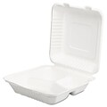 SCT ChampWare™ 3H x 9W x 9 D Molded-Fiber 3-Compartment Clamshell Container, White, 200/Pack