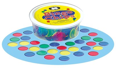 Super Duper Extra Tub of Bingo Chips, 3/4 Chips, Multicolored, 225/Pack (BGC225)