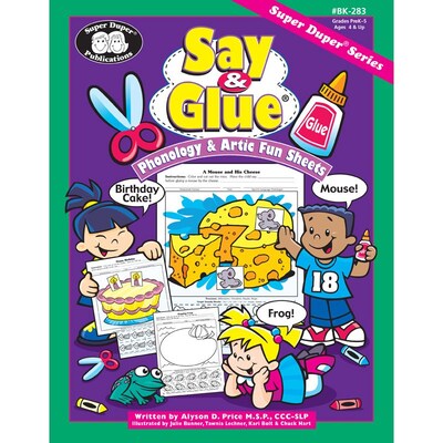 Super Duper® Say and Glue Phonology and Artic Fun Sheets Book