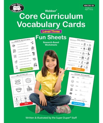 Super Duper® Webber Core Curriculum Vocabulary Cards Fun Sheets, Level Three