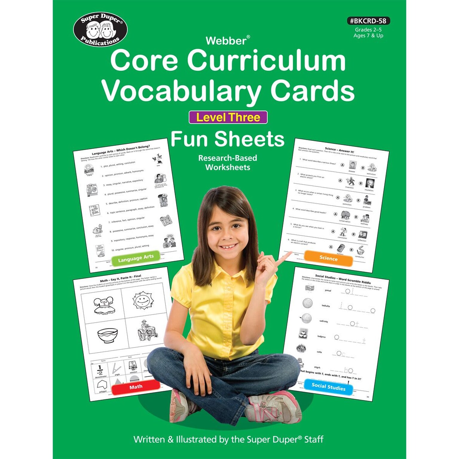 Super Duper® Webber Core Curriculum Vocabulary Cards Fun Sheets, Level Three