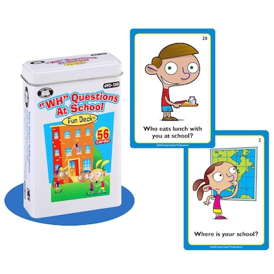 Super Duper® WH Questions At School Fun Deck Cards