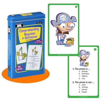 Super Duper® Comprehending Negation in Sentences Fun Deck Cards
