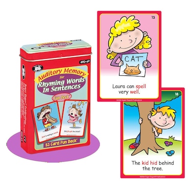 Super Duper Auditory Memory For Rhyming Words In Sentences Fun Deck Cards