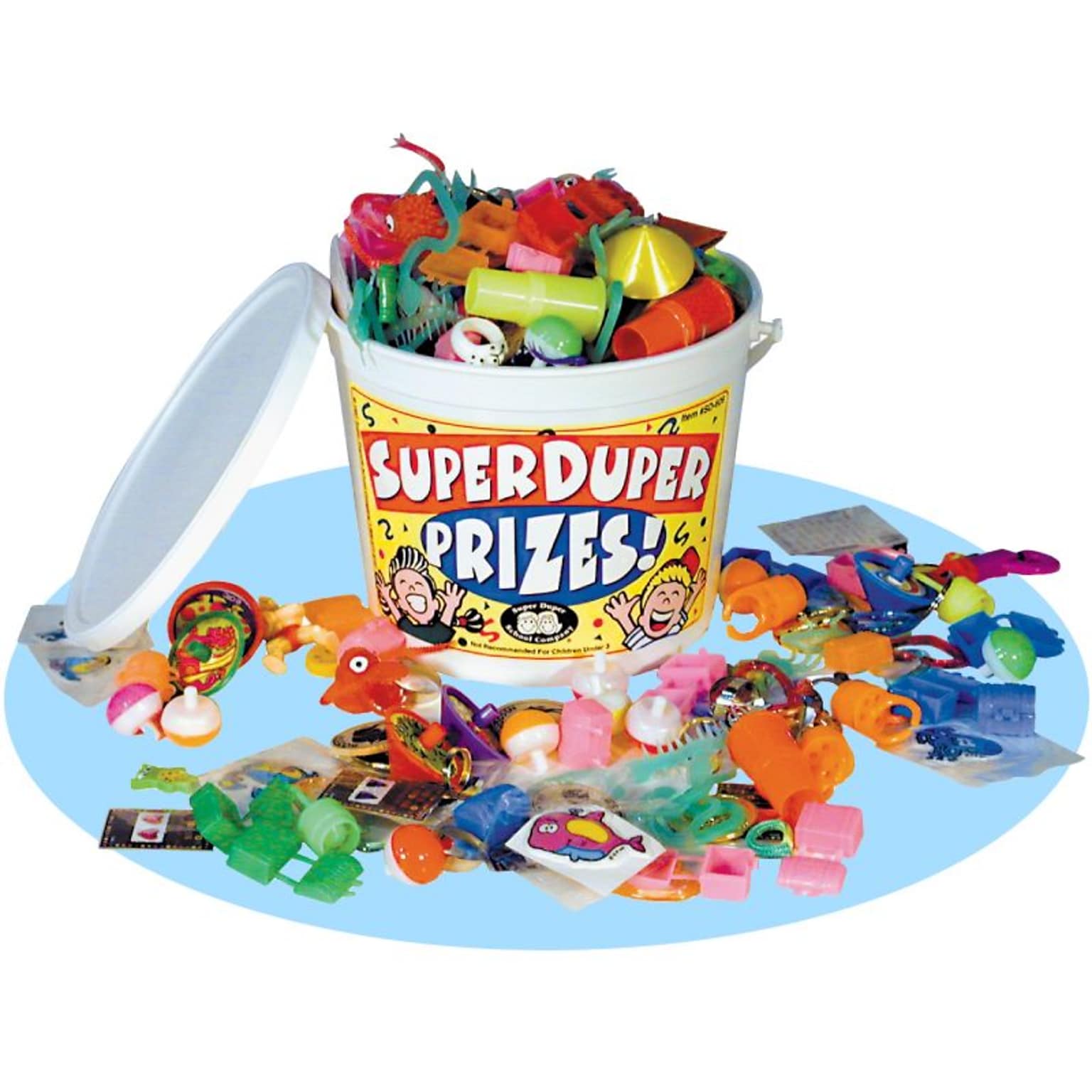 Super Duper Prize Bucket of Motivational Toys & Prizes, 6 3/4 x 5 5/8, Assorted Colors, 150 Pieces/Bucket (SD609)