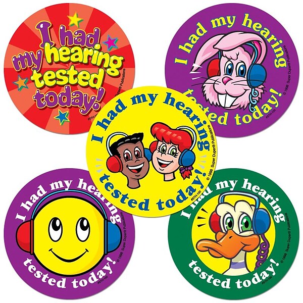 Super Duper® Hearing Tested Assortment Stickers, 100/Roll
